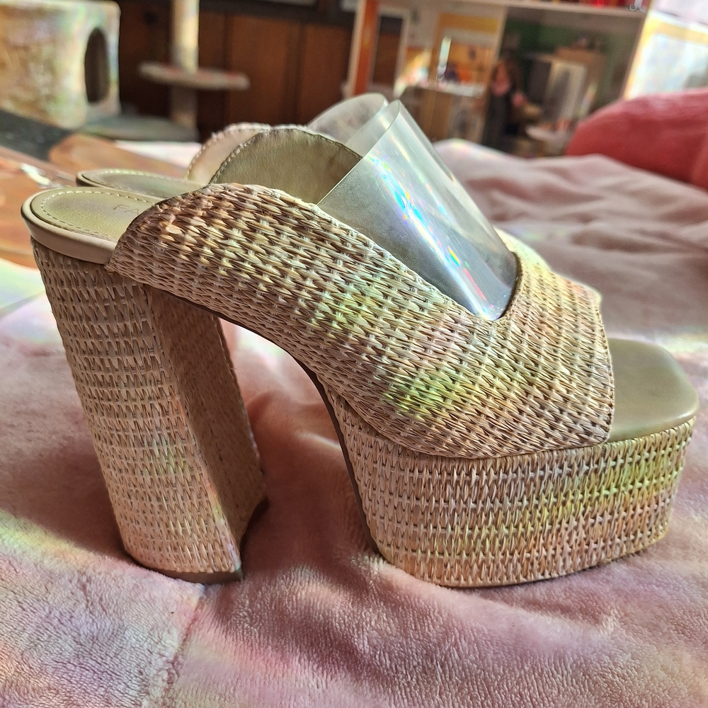 Stylish Beige Platform Wedge Sandals